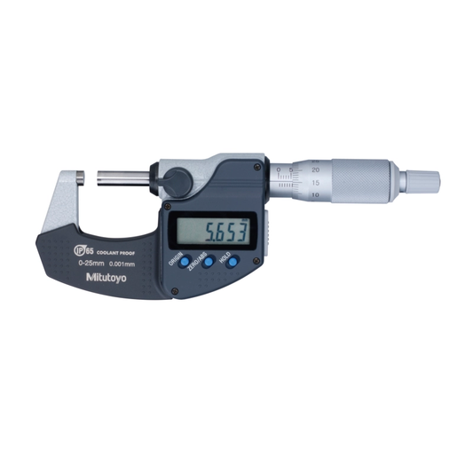 Mitutoyo Micrometer 293-230-30 – Range: 0 - 25 mm – With ratchet stop on the spindle – With data output