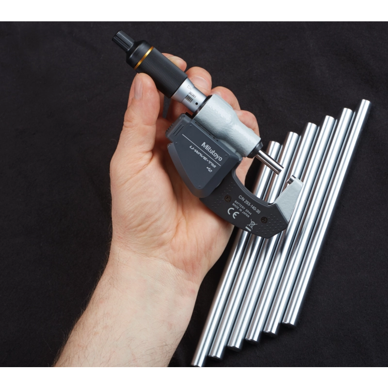 Mitutoyo Micrometer 293-234-30 – Range: 0 - 25 mm – With ratchet stop on the thimble – With data output