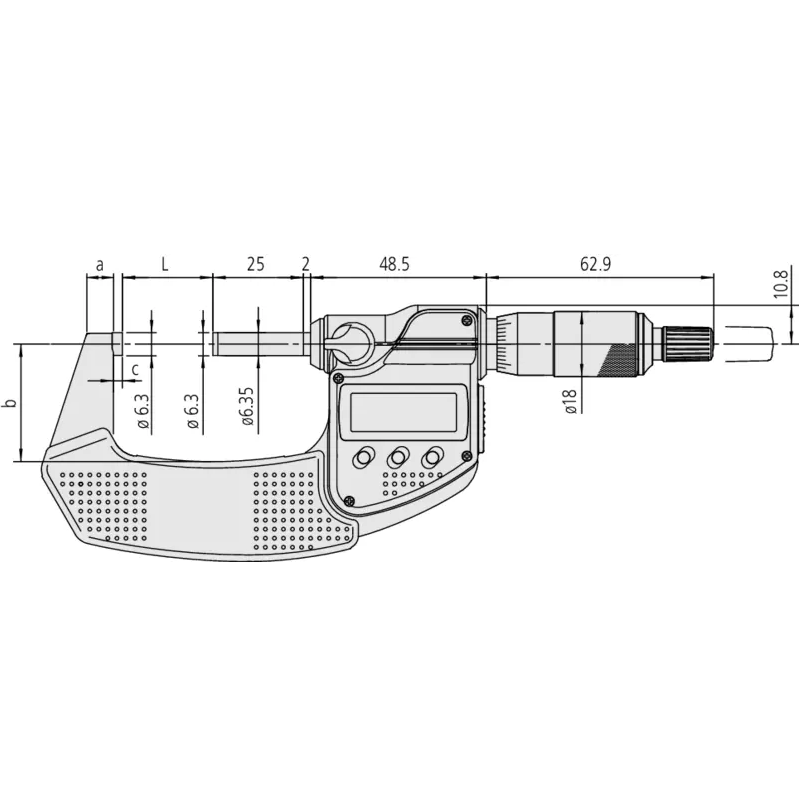Mitutoyo Micrometer 293-230-30 – Range: 0 - 25 mm – With ratchet stop on the spindle – With data output