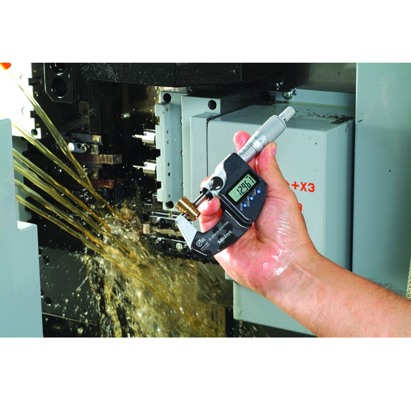 Mitutoyo Micrometer 293-234-30 – Range: 0 - 25 mm – With ratchet stop on the thimble – With data output