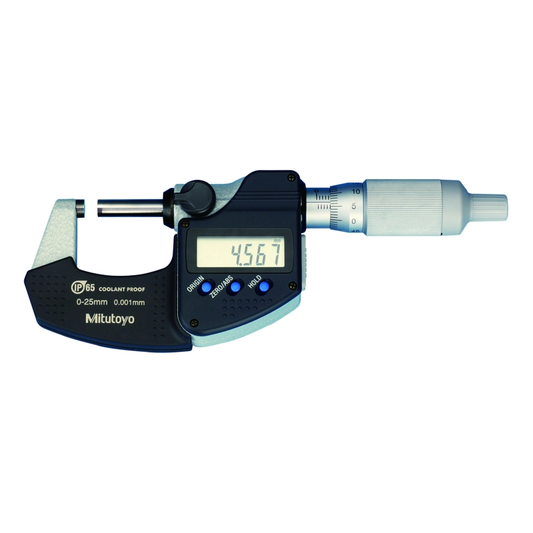 Mitutoyo Micrometer 293-234-30 – Range: 0 - 25 mm – With ratchet stop on the thimble – With data output