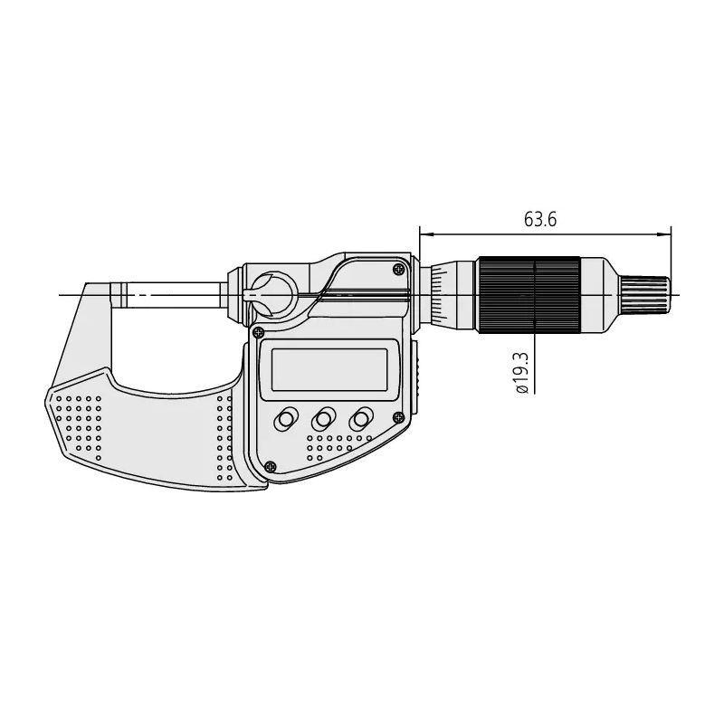 Mitutoyo Micrometer 293-246-30 – Range: 50 - 75 mm – With ratchet stop on the thimble – Without data output