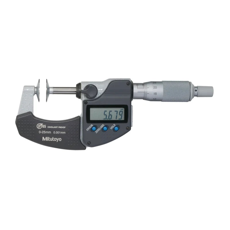 Micrometro Digimatic con incudini a disco Mitutoyo 323-250-30, campo 0-25 mm, IP65 – Mitutoyo 323-250-30