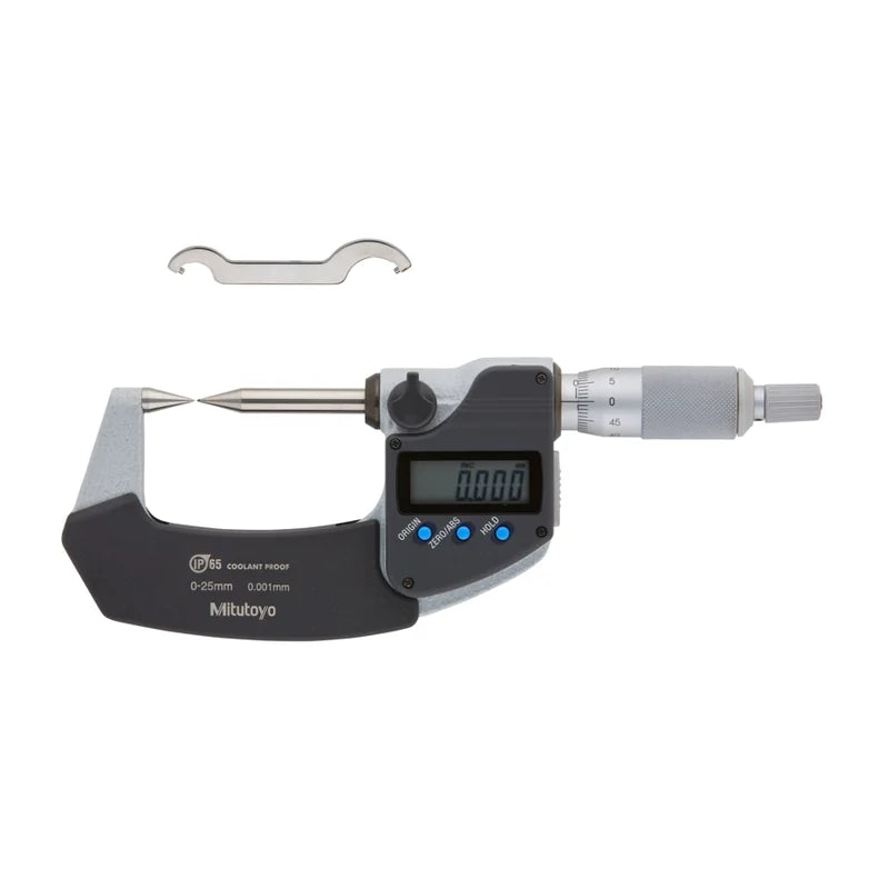 Micrometro Digimatic con stelo e incudine a punta Mitutoyo 342-261-30, campo 0-25 mm, IP65 – Mitutoyo 342-261-30