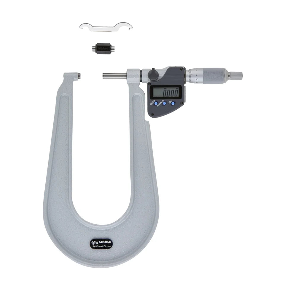 Micrometro Digimatic per fogli metallici Mitutoyo 389-252-30, campo 25-50 mm, IP65 – Mitutoyo 389-252-30