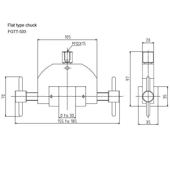 Afferraggio piatto per trazione per carichi pesanti, apertura 30 mm, 500 kg – Shimpo FG-M10HTG30U – FG-M10HTG30U