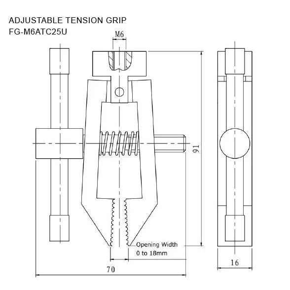 Morsetto regolabile a denti larghi, superiore, apertura 25 mm, 100 kg – Shimpo FG-M6ATC25U – FG-M6ATC25U