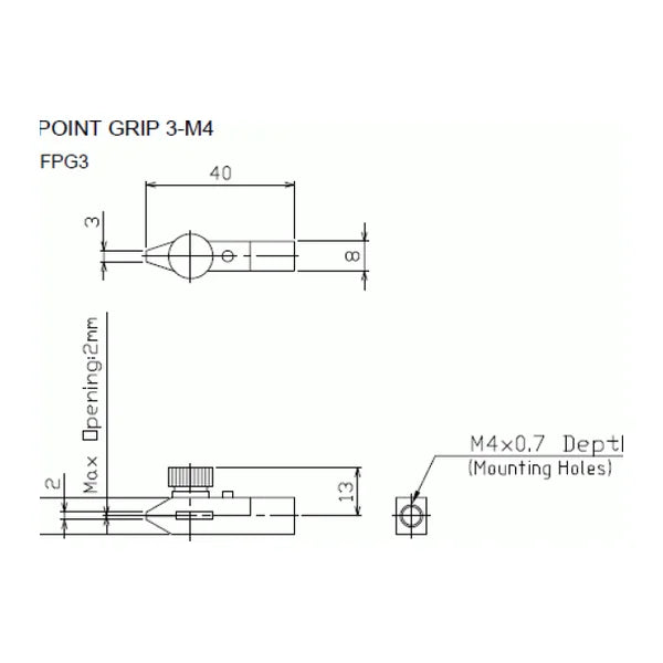 Afferraggio a punta fine da 3 mm, filetto M6, 11 kg – Shimpo FG-M6FPG3 – FG-M6FPG3
