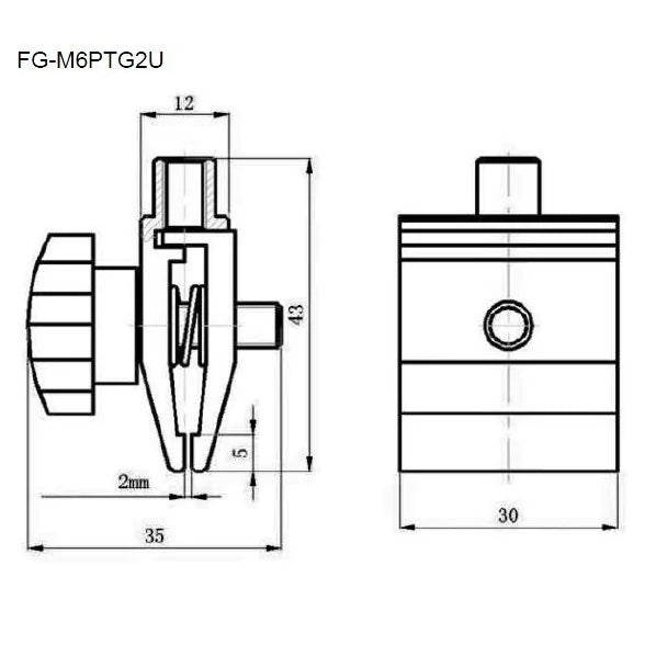 Afferraggio per prove di pelatura, superiore, apertura 2 mm, 50 kg – Shimpo FG-M6PTG2U – FG-M6PTG2U
