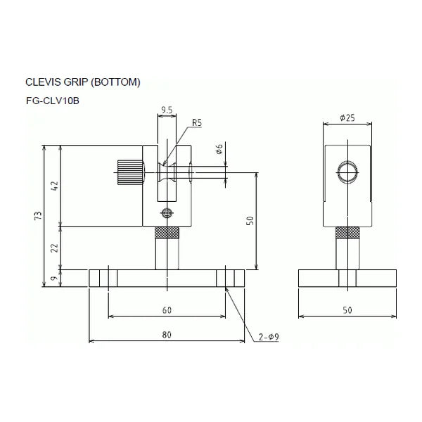 Afferraggio a forcella (clevis), inferiore per base del banco, 225 kg – Shimpo FG-CLV10B – FG-CLV10B