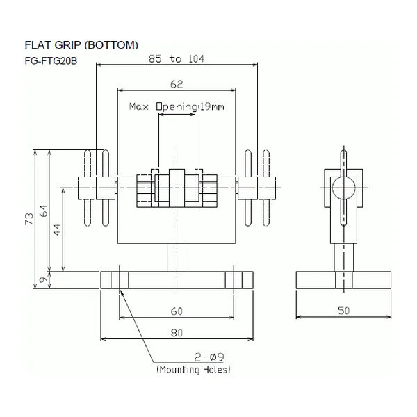 Afferraggio piatto, inferiore per base del banco, 85 kg – Shimpo FG-FTG20B – FG-FTG20B