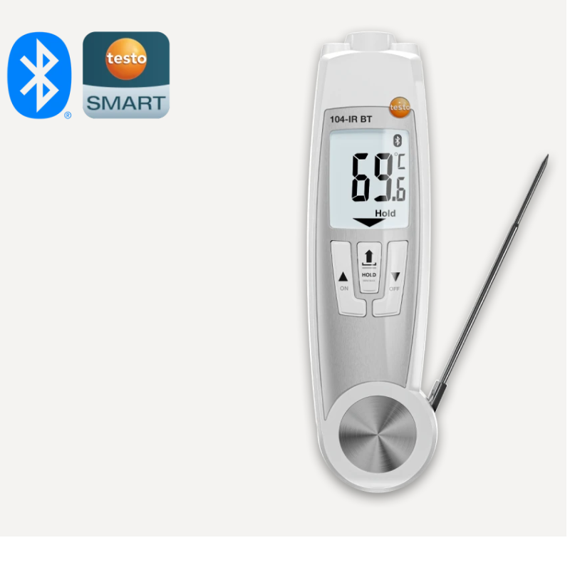 Testo 104IR BT, Termometro a infrarossi a penetrazione con connessione app