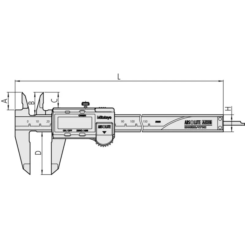 Caliper 500-157-30 Mitutoyo - Range: 0 - 200 mm - ID/OD Carb. Ja. - Blade - Thumb roller - With data output