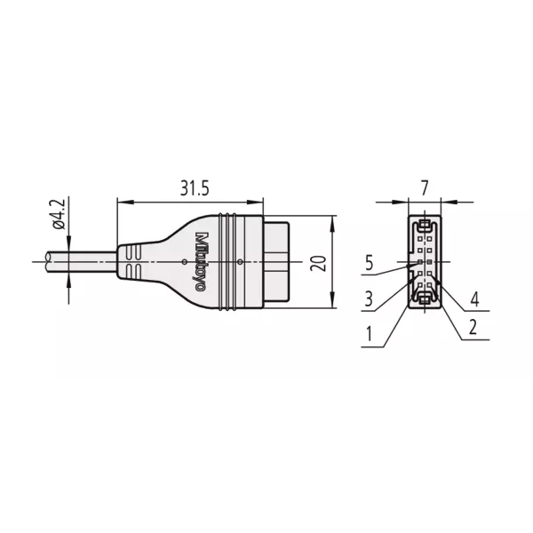 Digimatic Cable with Data Button IP Type
