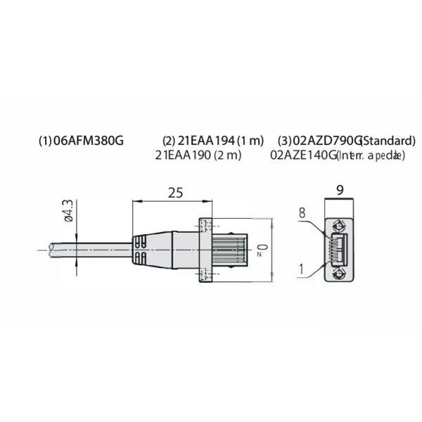 Digimatic Cable with Data Button IP Type