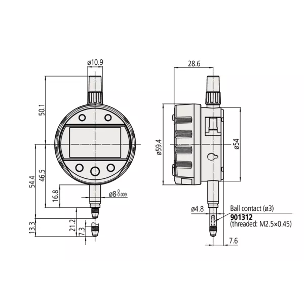 Indicator, Calculation ID-C, 543-340B-10 Mitutoyo - Range: 12.7 mm 