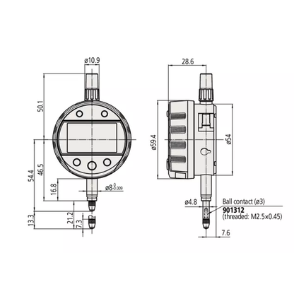 Comparatore 543-340B-10 Mitutoyo - Campo: 12.7 mm