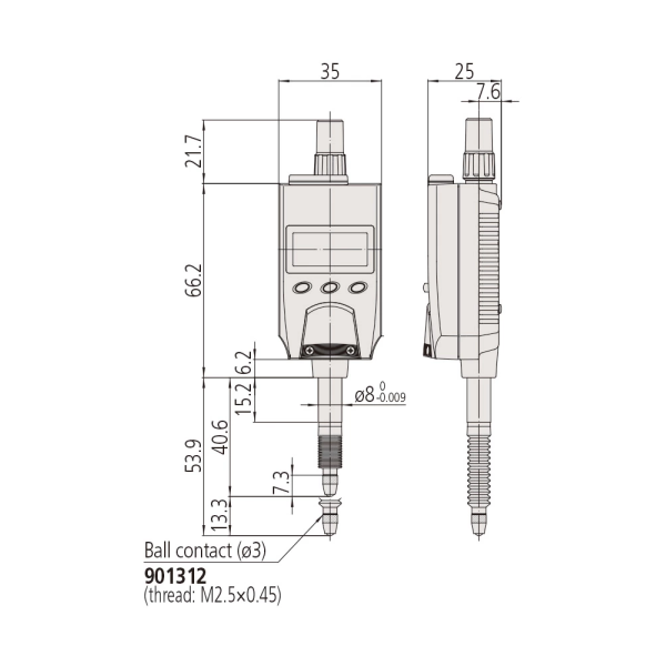 Indicator ID-C 543-570 Mitutoyo - Range: 12.7 mm, Res: 0.01 mm