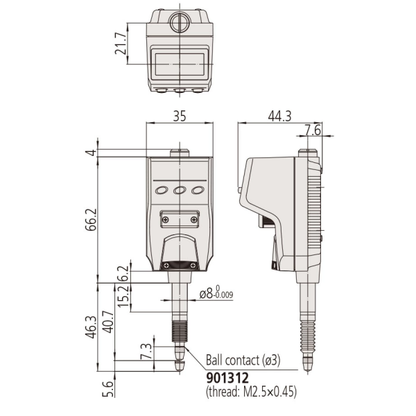 Indicator ID-B 543-585 Mitutoyo - Range: 5 mm, Res: 0.001 mm
