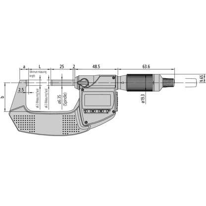 Digital Micrometer 293-142-40 Mitutoyo - Range: 50 - 75 mm - With bidirectional output