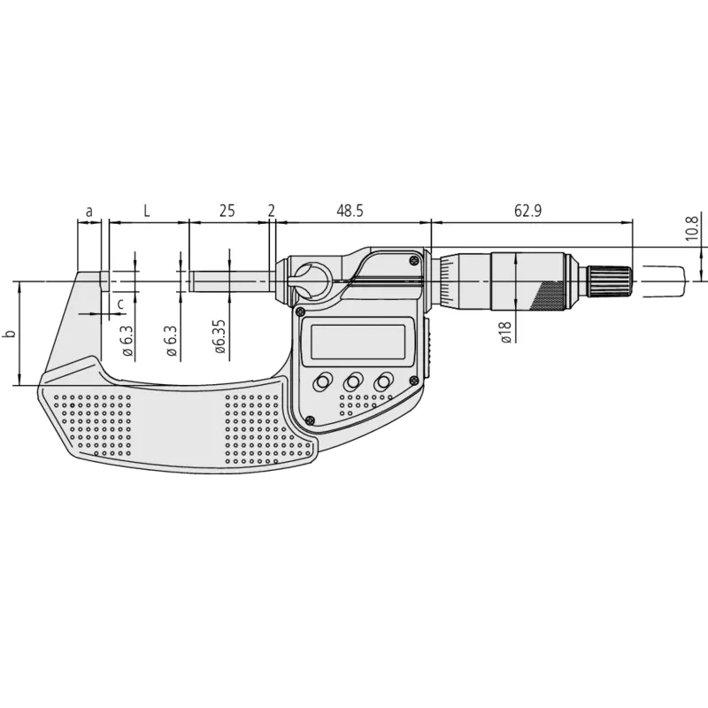 Micrometro 293-240-30 Mitutoyo - Campo: 0 - 25 mm - Con frizione a cricchetto sul codolo - Senza uscita