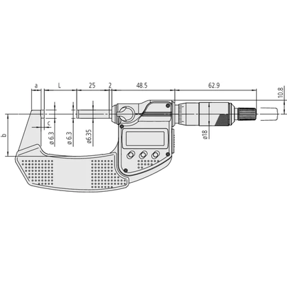 Mitutoyo Micrometer 293-240-30 – Range: 0 - 25 mm – With ratchet stop on the spindle – Without data output