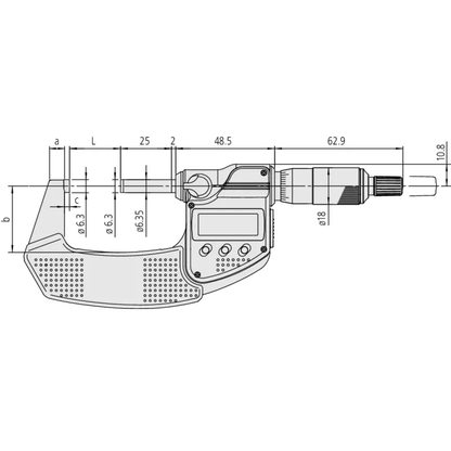 Mitutoyo Micrometer 293-242-30 – Range: 50 - 75 mm – With ratchet stop on the spindle – Without data output