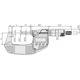 Micrometro 293-243-30 Mitutoyo - Campo: 75 - 100 mm - Con frizione a cricchetto sul codolo - Senza uscita
