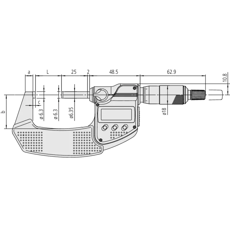 Micrometro 293-243-30 Mitutoyo - Campo: 75 - 100 mm - Con frizione a cricchetto sul codolo - Senza uscita