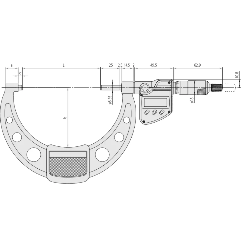 Mitutoyo Micrometer 293-250-30 – Range: 100 - 125 mm – With ratchet stop on the spindle – With data output