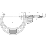 Micrometro 293-255-30 Mitutoyo - Campo: 225 - 250 mm - Con frizione a cricchetto sul codolo - Con uscita