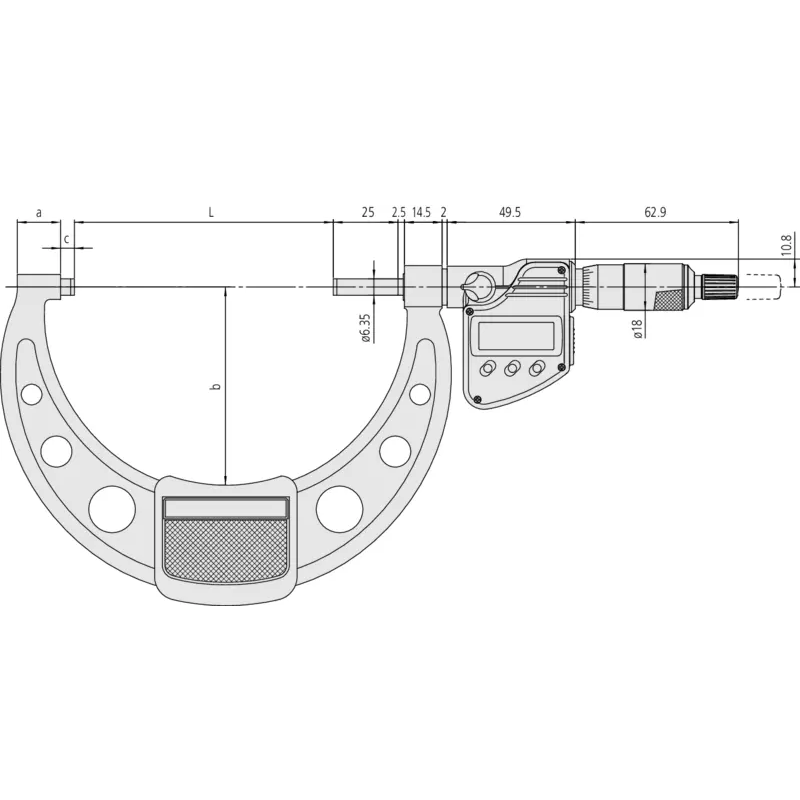 Micrometro 293-256-30 Mitutoyo - Campo: 250 - 275 mm - Con frizione a cricchetto sul codolo - Con uscita