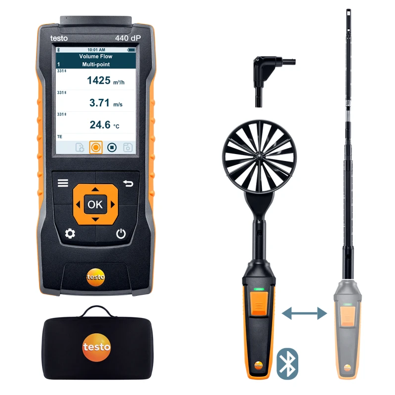 Kit combinato 1 per velocità dell’aria testo 440 delta P con Bluetooth