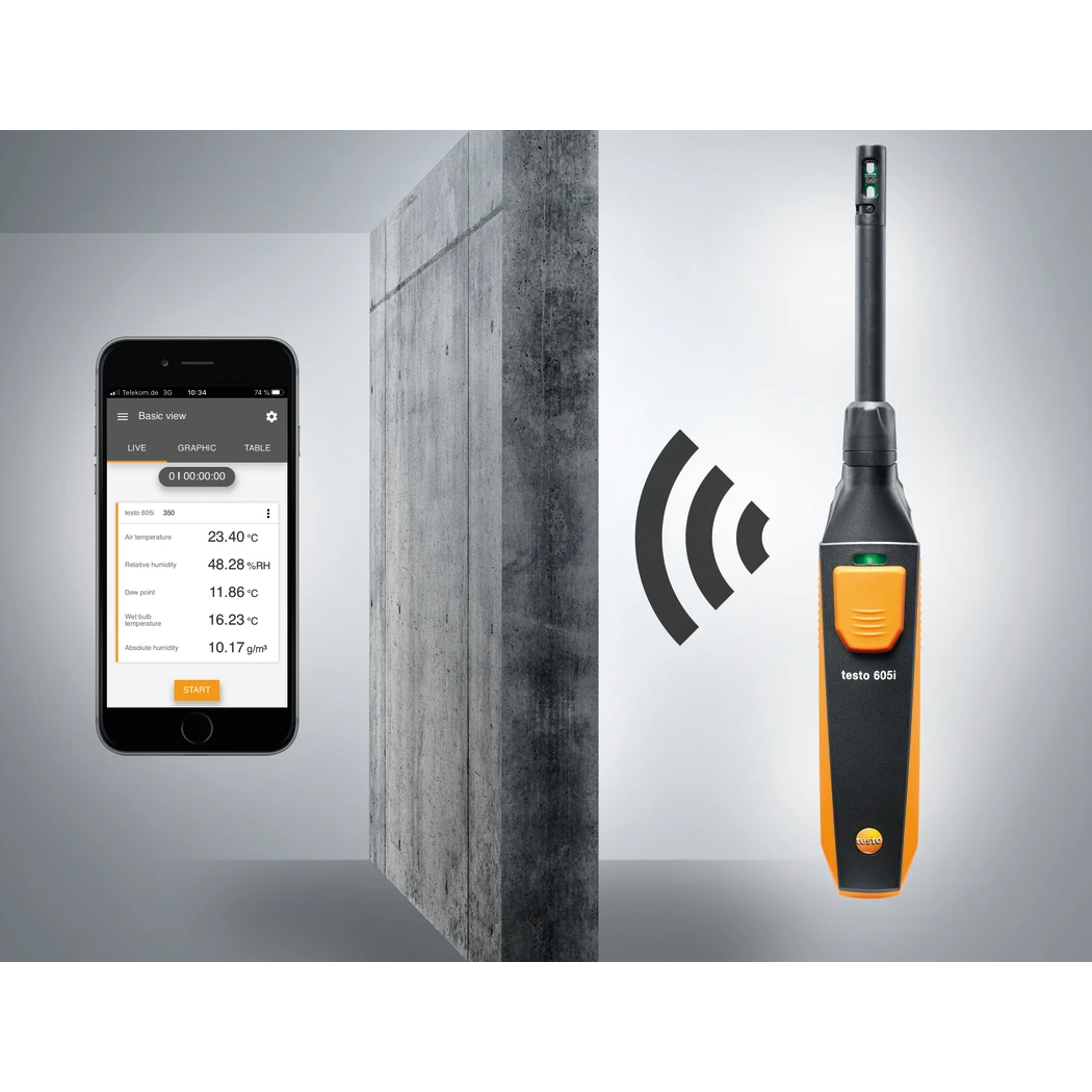 Testo 605i - Termoigrometro Bluetooth 100m con App